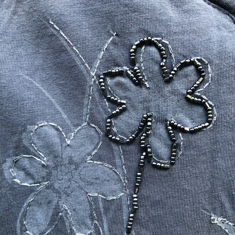 Embroidered and Beaded Navy Top